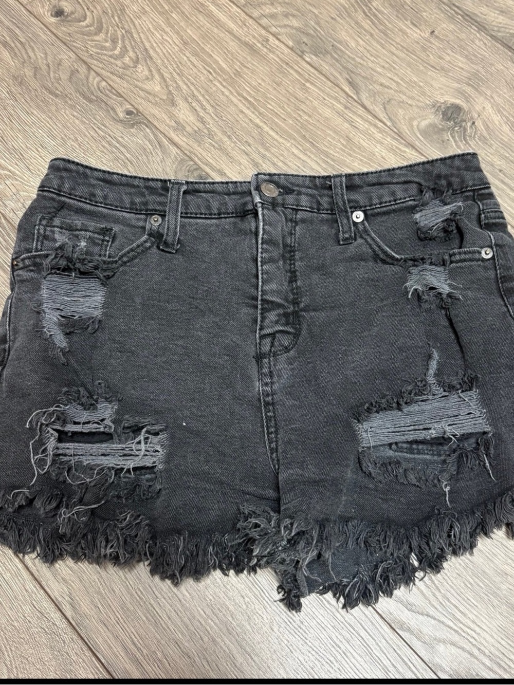 Black distressed Jean shorts size 10